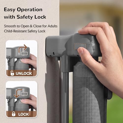 GRENFU Reinforced 155" Extra Wide Baby Gate Retractable Fence 37" Tall Gray - Image 5