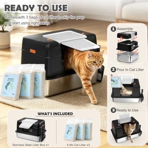 Vivifying XL Stainless Steel Cat Litter Box - Image 2