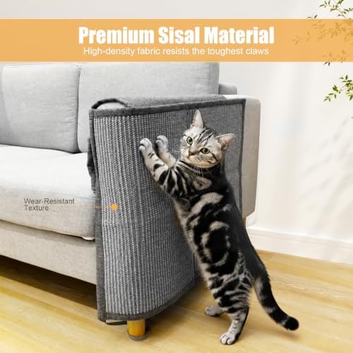 Sisal Couch Protector wStorage Pocket, All Gray Right‑Side - Image 3