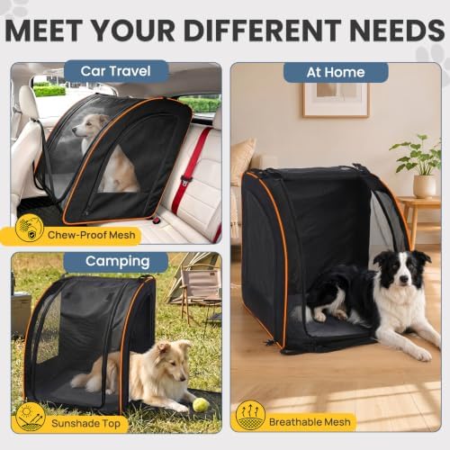 Dog Car Seat, Enclosed Carrier for Pets Travel Safety Dog Crate Soft-Sided - Image 4