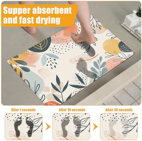 Boho Tropical Leaves Bath Mat for Bathroom, Washable Door Mat Absorbent Bath - Image 6
