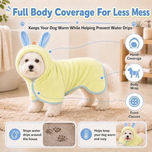 Dog Bathrobe Towel, Soft Hooded Dog Drying Wrap - Image 5