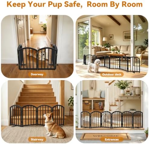 SNUOWU 16 Inch Full Metal Freestanding Short Dog Gate - Image 3