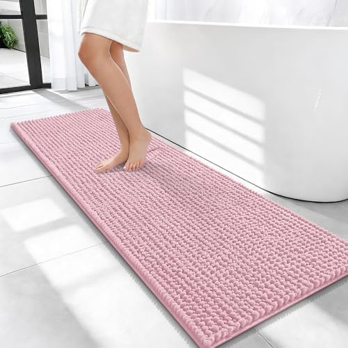 OLANLY Thick Chenille Bathroom Runner Rugs Mats 47x17, Dusty Rose by OLANLY