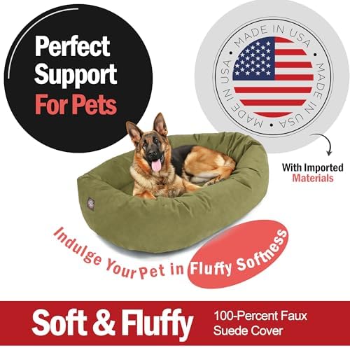 Majestic Pet 52 Inch Suede Calming Dog Bed Washable – Cozy Soft Round Dog Bed - Image 2