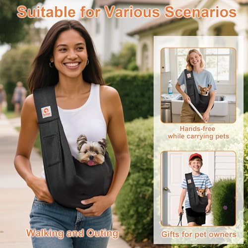 Tomkas Small Dog Cat Sling Carrier Puppy Purse Travel Wrap Soft Crossbody Pet - Image 3