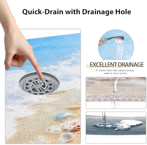 Square Shower Mat, Yonala 36 x 36 Inch Stylish Non Slip Shower Mats - Image 5