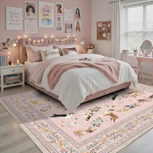 Pink Floral Area Rug 6x9 for Living Room Bedroom - Image 2
