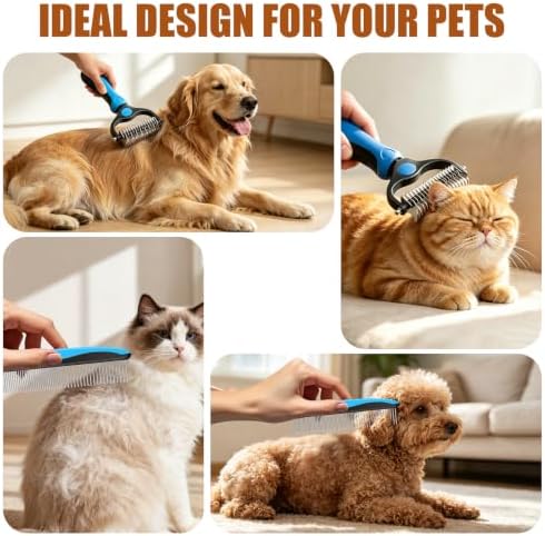 Pet Grooming Tool Set, Deshedding Brush & Metal Comb - Image 7