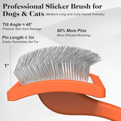 2PCS Slicker Brush for Dogs & Pet Comb, Professional Dog Grooming Brush - Image 3