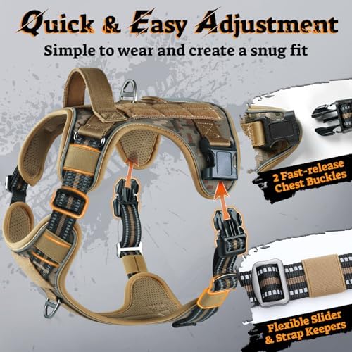 rabbitgoo Tactical Dog Harness for Large Dogs, No Pull Service Pet Vest - Image 2