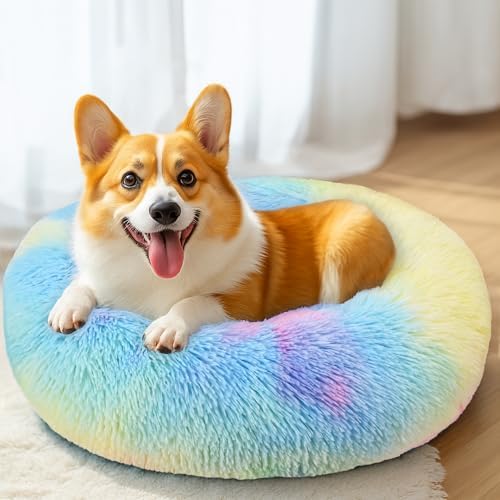 28in Large Dog Bed, Calming Donut Bed - Image 5