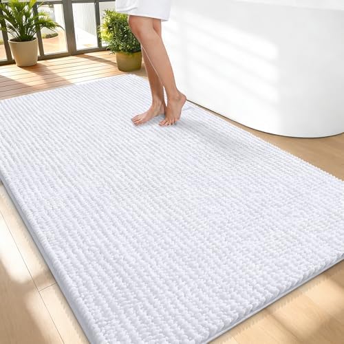 OLANLY Thick Chenille Large Bathroom Rugs 59x35, Absorbent Bath Mat by OLANLY