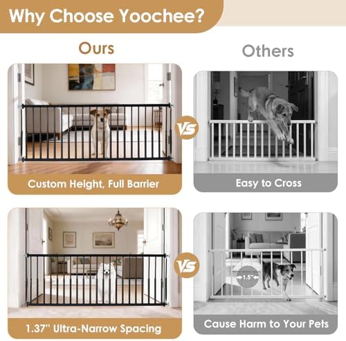 14''-19.5'' Height Adjustable Dog Gate, Extra Wide 18.1"-46" All Metal Short - Image 5