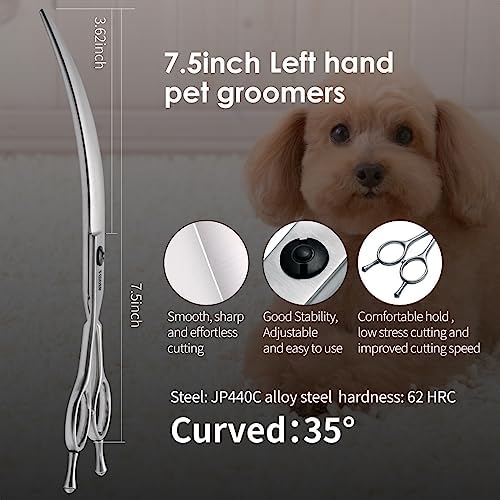 Professional Left Handed Curved Dog Grooming Scissors - Image 2