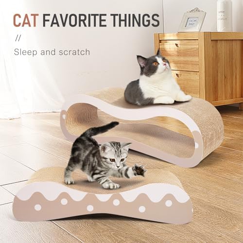 FluffyDream 2 in 1 Cat Scratcher Cardboard Lounge Bed, Cat Scratching Post - Image 5