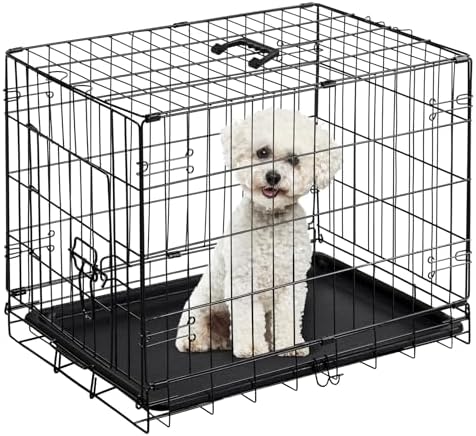 DUMOS Dog Crate 24 Inch, Foldable Puppy Small Dog Cage Pet Kennel by DumosLifestyle