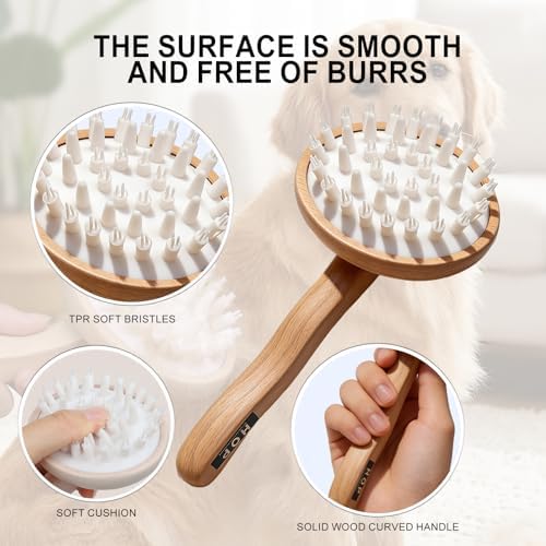 HOP Dog Bath Brush with Wooden Handle Dog Washing Brush 7.17in/18.2cm - Image 3