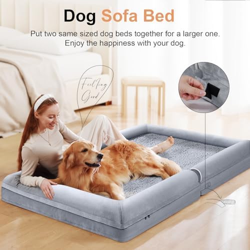 NANUYA Orthopedic Dog Bed for XX-Large Dogs, 44 x 34 Inch, Light Grey - Image 3