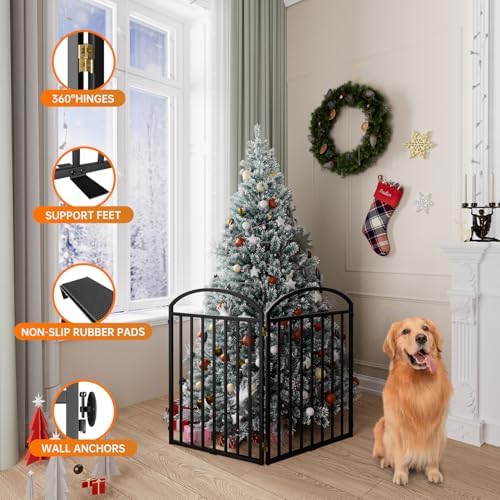 SNUOWU 2 Panels Full Matel Freestanding Dog Gates - Image 5