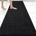 Bcoimo Bath Rug Mat, 70x24 Chenille Non Slip Black Long Bathroom Runner Rug by Bcoimo