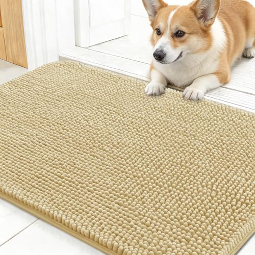 OLANLY Dog Door Mat for Muddy Paws 30x17, Super Absorbent Chenille Mud Mat by OLANLY
