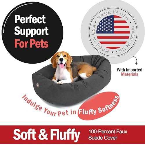Majestic Pet 32 Inch Suede Calming Dog Bed Washable – Cozy Soft Round Dog Bed - Image 2