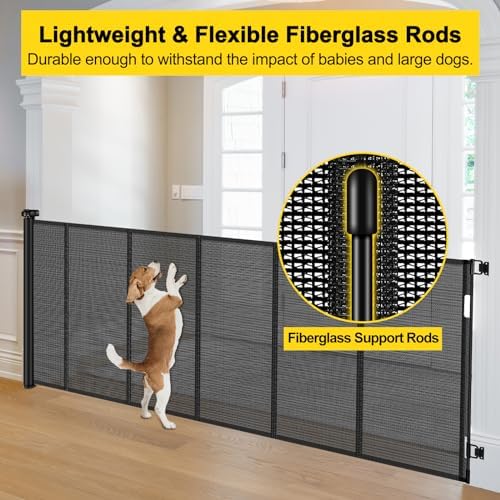 Reinforced 42" Tall x 130” Extra Wide Retractable Baby Gates Tall Dog Gate - Image 3