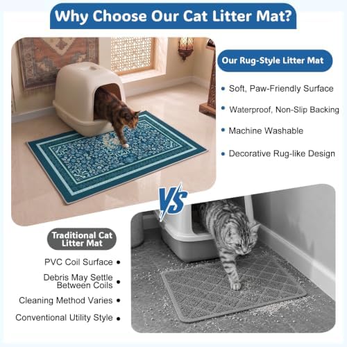 Bienbee Cat Litter Mat, 2 Pack 33" x 22" Machine Washable - Image 2