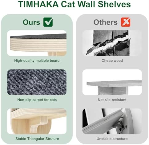 TIMHAKA 3 Pcs Cat Wall Shelves, Cat Wall Steps - Image 4