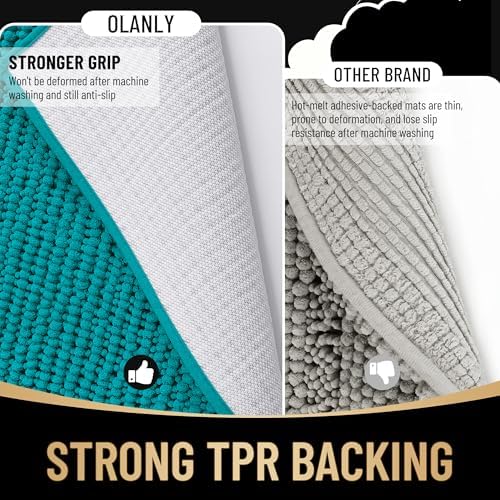 OLANLY Thick Chenille Absorbent Bathroom Rugs Mat 30x20, Deep Lake - Image 5