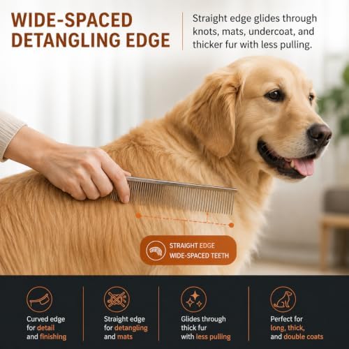 Warren London Contour Curve Copper Dog Grooming Comb, Fine/Coarse, 9 Inch - Image 6