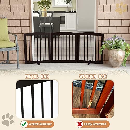 PUPETPO Freestanding Pet Gate for Dogs, Foldable Wooden Dog Gate for House - Image 4