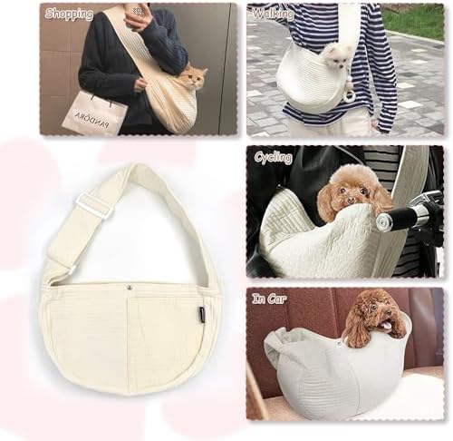 NATUYA Small Dog Cat Carrier Sling, Adjustable Canvas Pet Puppy Pouch - Image 6