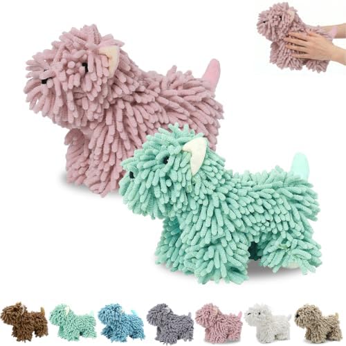 2Pcs Chenille Dog Hand Towel Fuzzy Ball Dog Towel Animal Hand Towels by FAGOBI