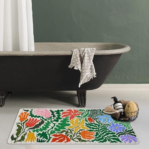 Plant Bathtub Mat Non Slip for Kids 27x16in Botanical Anti Slip Bath Mat for - Image 2