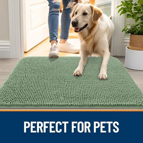 OLANLY Dog Door Mat for Muddy Paws 47x24, Super Absorbent Chenille Mud Mat - Image 6