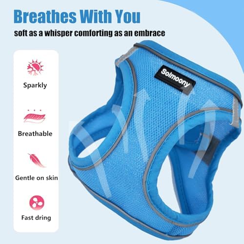 Solmoony Sparkly Medium Dog Harness and Leash Set, Step in Soft Light Puppy Vest - Image 4