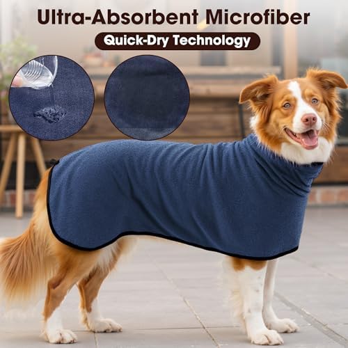 Microfiber Dog Bathrobe, Super Absorbent Dog Drying Coat - Image 4