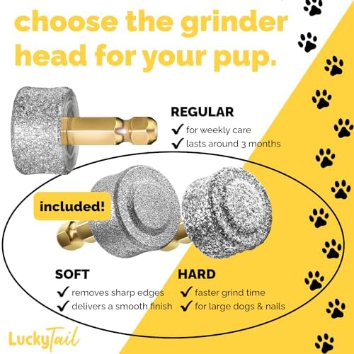 LUCKY TAIL - Dog Nail Grinder - Hard & Soft Replacement Heads - Small & Large - Image 2