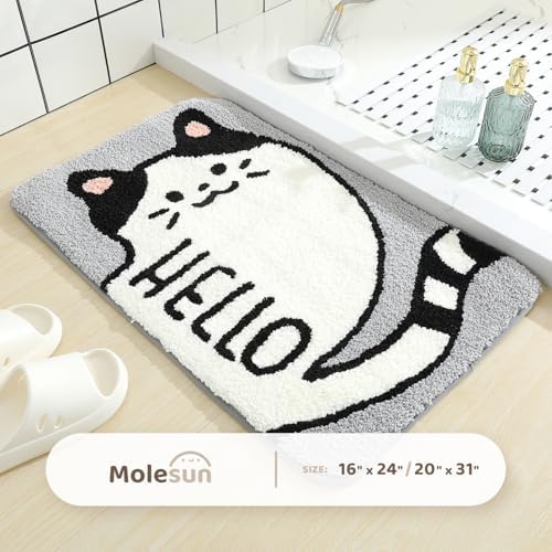 Molesun Cat Bath Mat 20x31, Soft Absorbent Microfiber Bath Rugs - Image 3