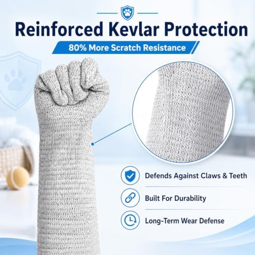 Extra Long Cat Grooming Arm Sleeves Cat Gloves Bite Proof - Image 3