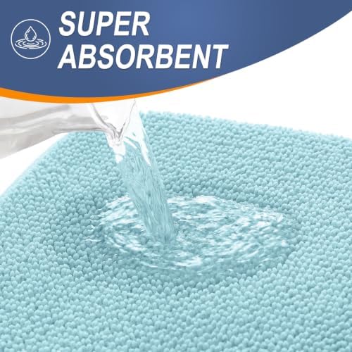 OLANLY Thick Memory Foam Bathroom Rugs 30x20, Absorbent Bath Mat, Sky Blue - Image 3