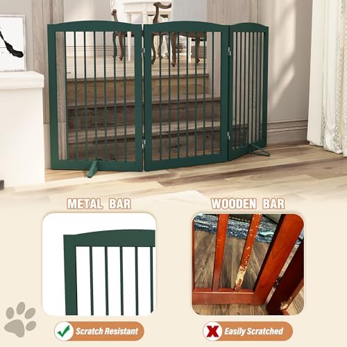 PUPETPO Freestanding Pet Gate for Dogs, Foldable Wooden Dog Gate for House - Image 4