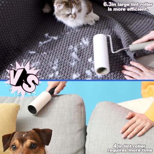 Large Lint Rollers for Pet Hair Extra Sticky，6.3'' Wide Refills - Image 5