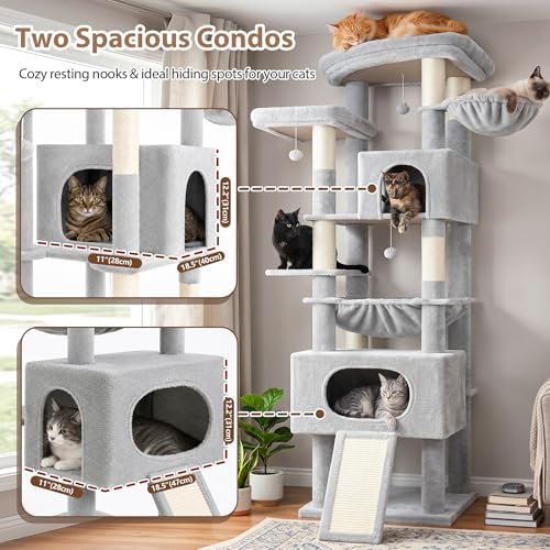 Gitelsnour Cat Tree, 78.7'' Cat Tower, 2 Big Condos - Image 4