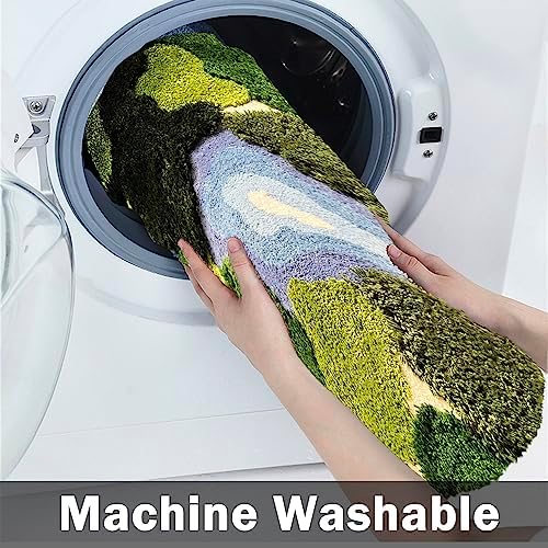 20x35 Inch 3D Moss Rug, Shag Carpet Leaf Area Bathroom Rugs Non Slip Bath Mat - Image 7