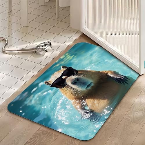 Bathroom Floor Mat, Cute Capybara Bathroom Rugs, Quick Dry Swimming Animal - Image 5