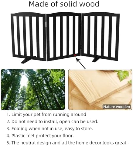 Freestanding Dog Gate Indoor, Doggie Gate Foldable Pet Gates - Image 6