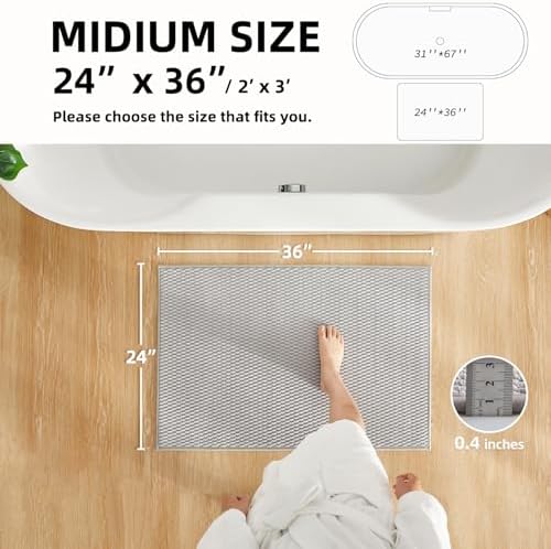 TYUU Bathroom Rugs Non Slip Washable, Super Absorbent Thin Bath Mat Quick Dry - Image 2